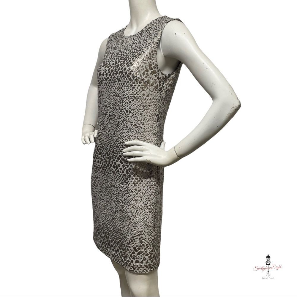 DKNY DKNYC Micro Sequin Snake Python Animal Print Dress Exposed Zip 2 4 XS - Picture 12 of 15
